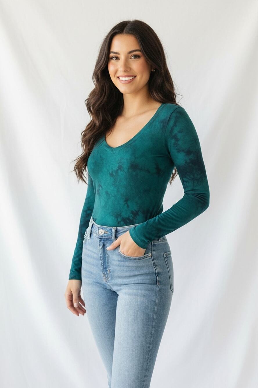 One Soul Collection Green and Black Tie Dye Tunic Small